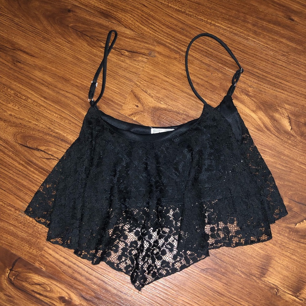 LIKE NEW black lace pac sun crop